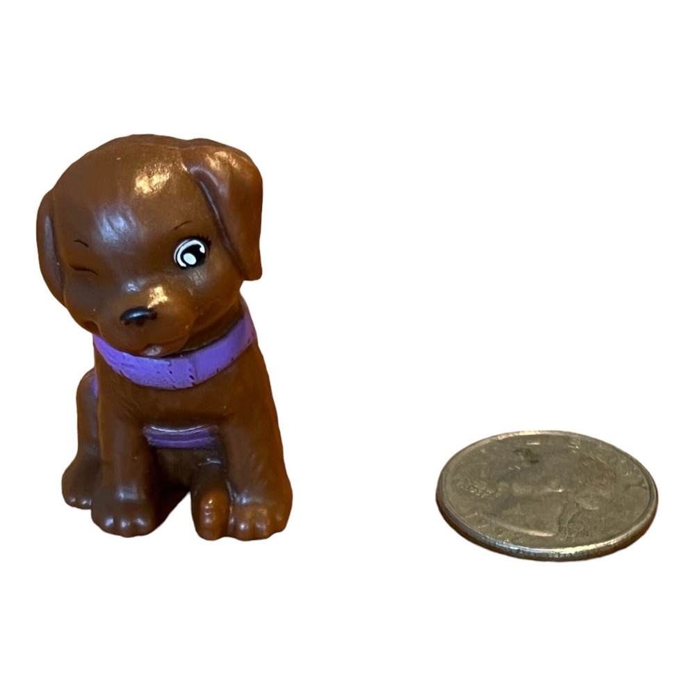 Barbie Doll Club Chelsea‎ Brown Puppy Dog Purple Vest Eye Wink Mattel